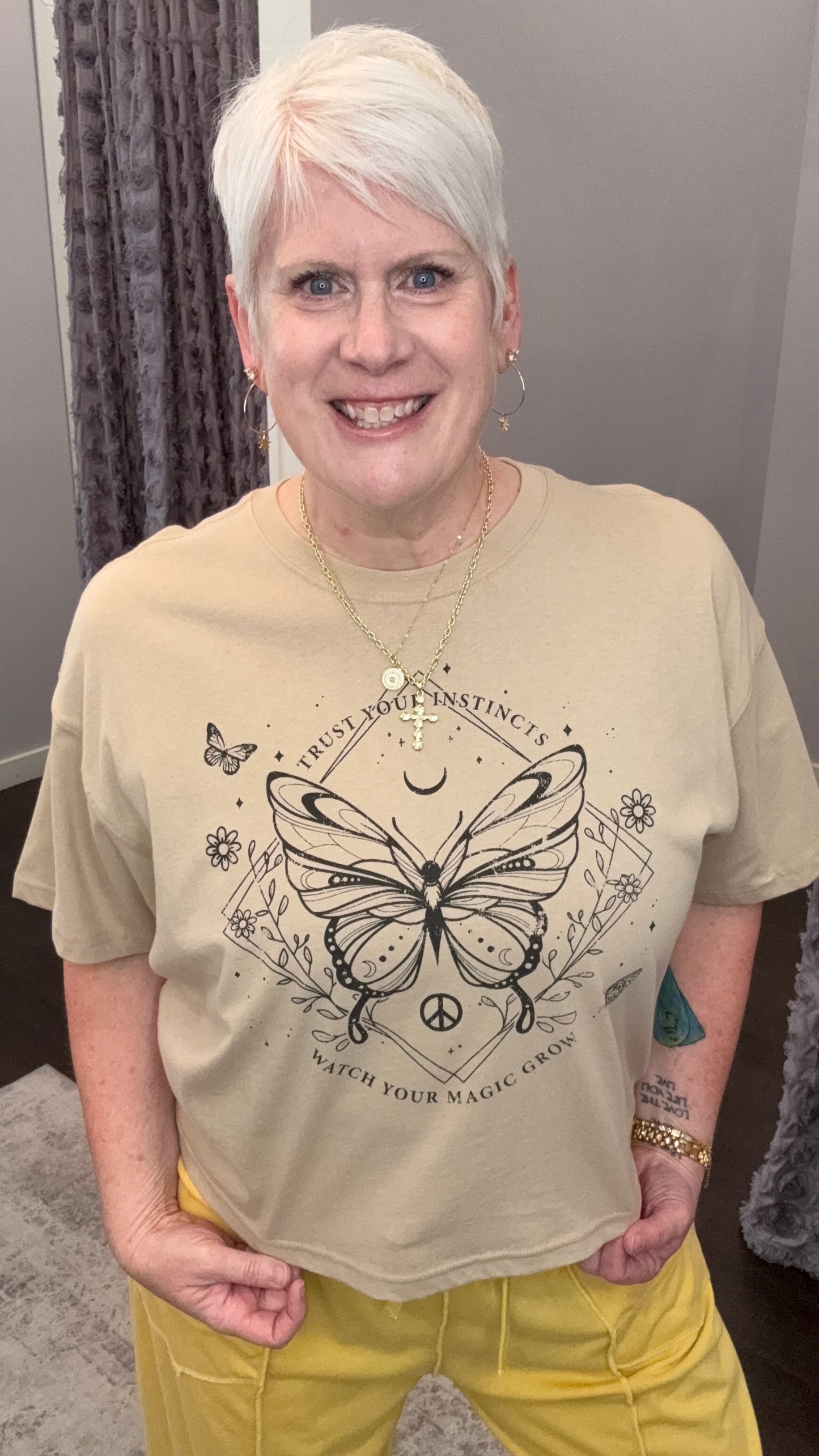Trust Your Instincts Butterfly Cropped Tee
