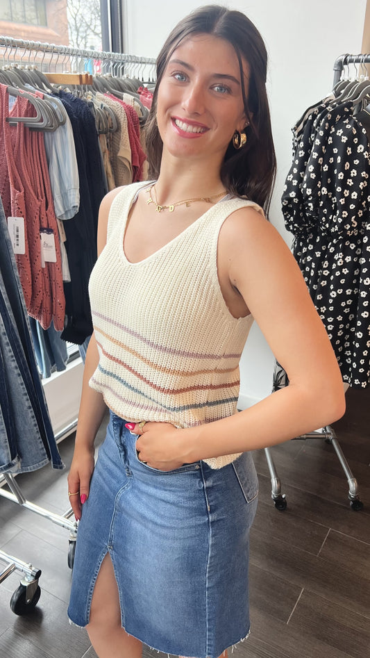 Sunny Stripes Sweater Tank