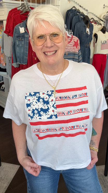 Freedom Blooms Cropped Tee