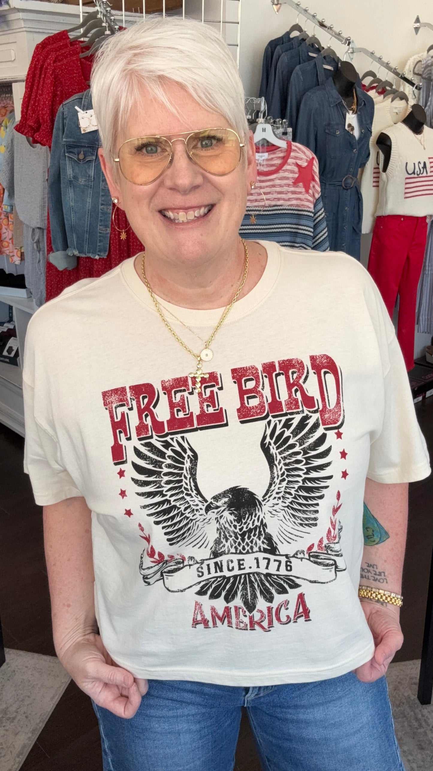 Free Bird Cropped Tee