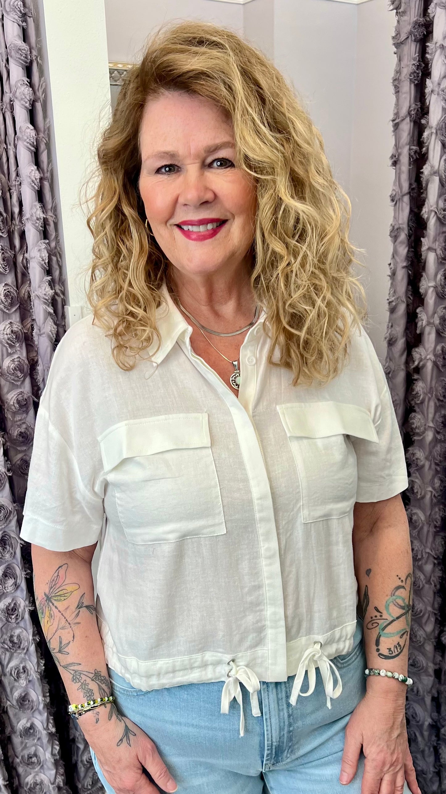 Cinch Style Top in Ivory by Mystree