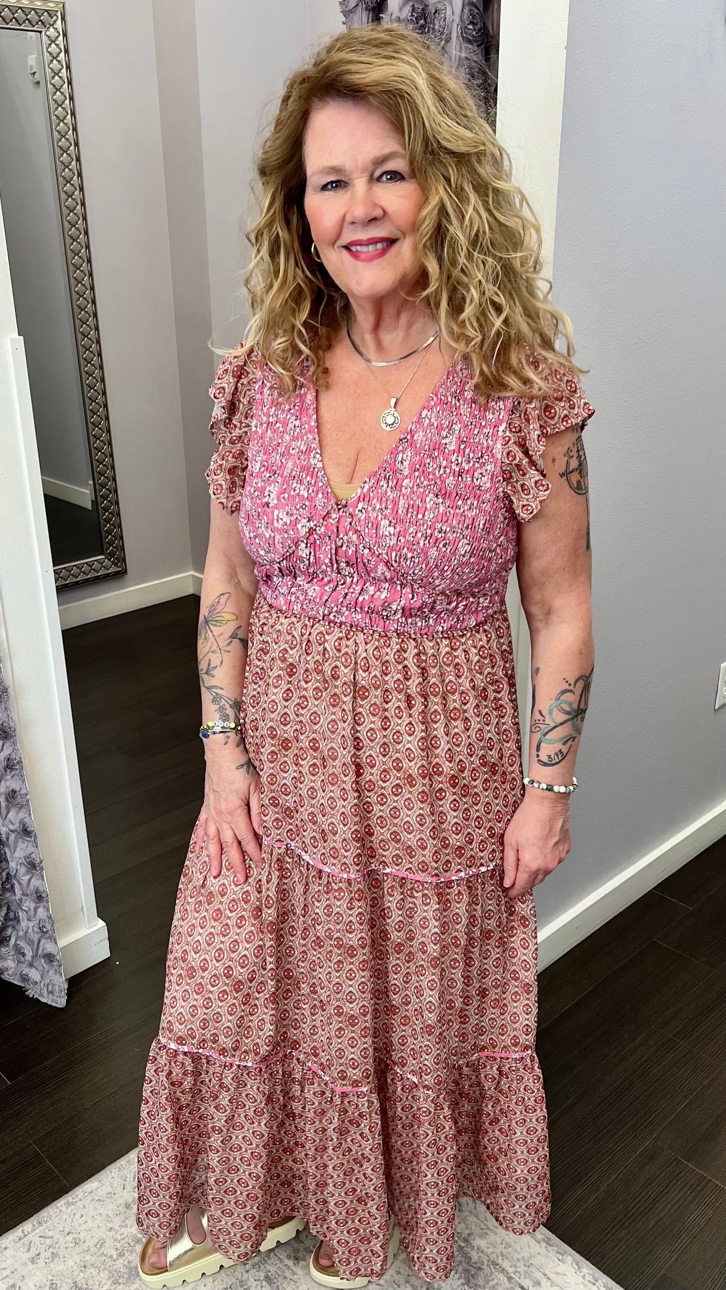 Blushing Bloom Dress in Raspberry by Mystree