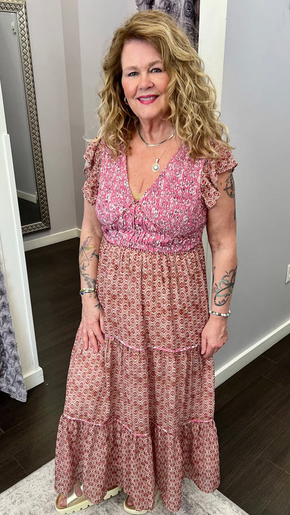 Blushing Bloom Dress in Raspberry by Mystree
