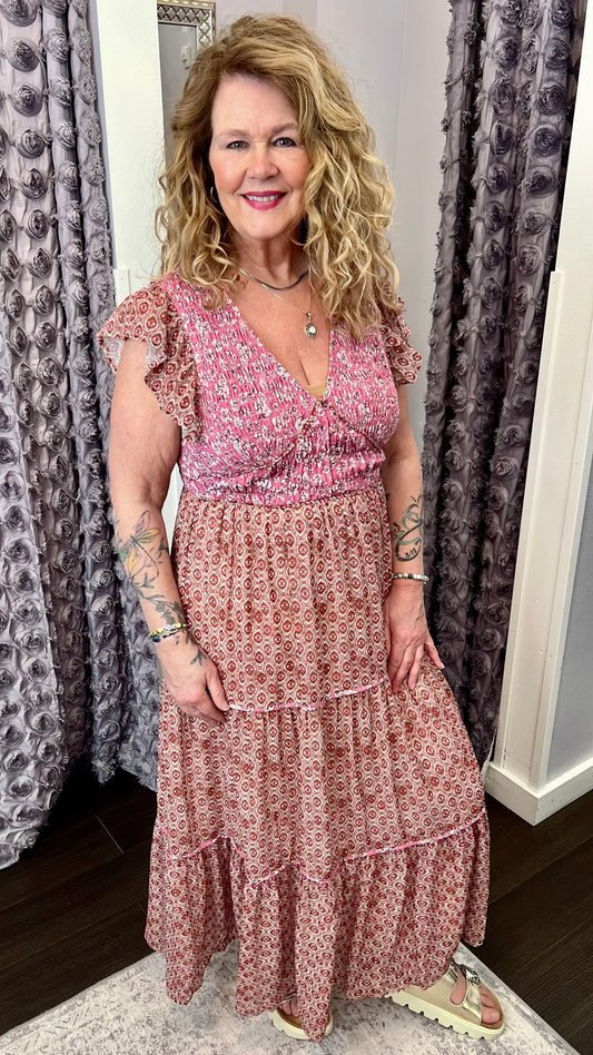 Blushing Bloom Dress in Raspberry by Mystree