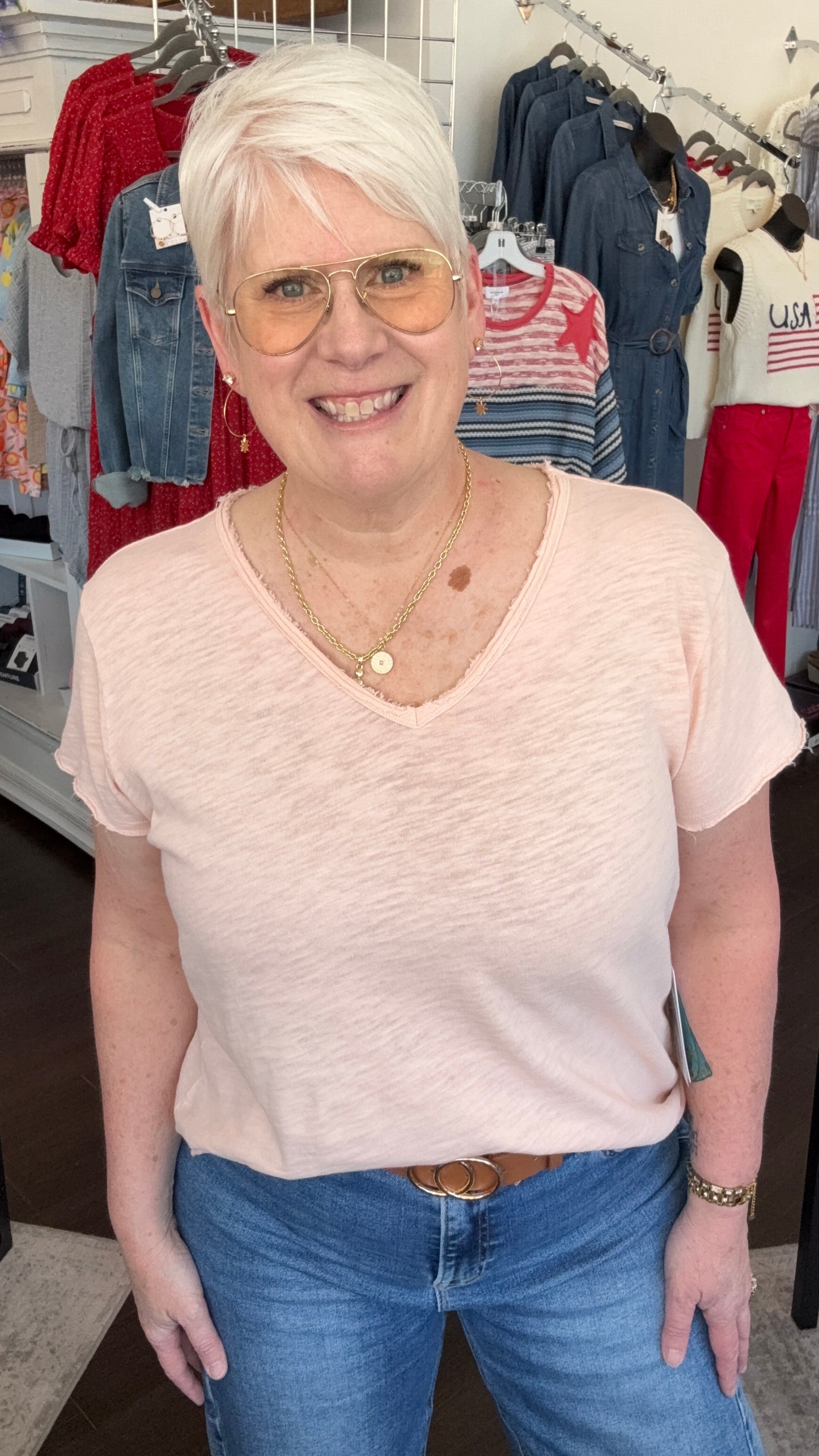 Vanya Slub Knit Tee in Pale Dogwood by Dear John