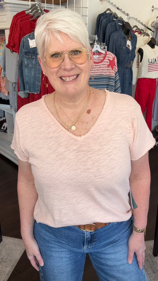 Vanya Slub Knit Tee in Pale Dogwood by Dear John