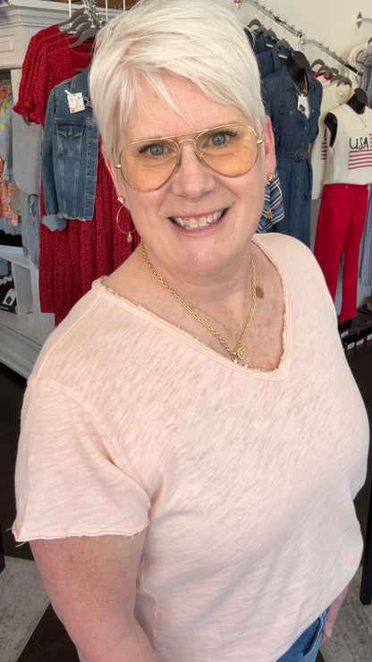 Vanya Slub Knit Tee in Pale Dogwood by Dear John