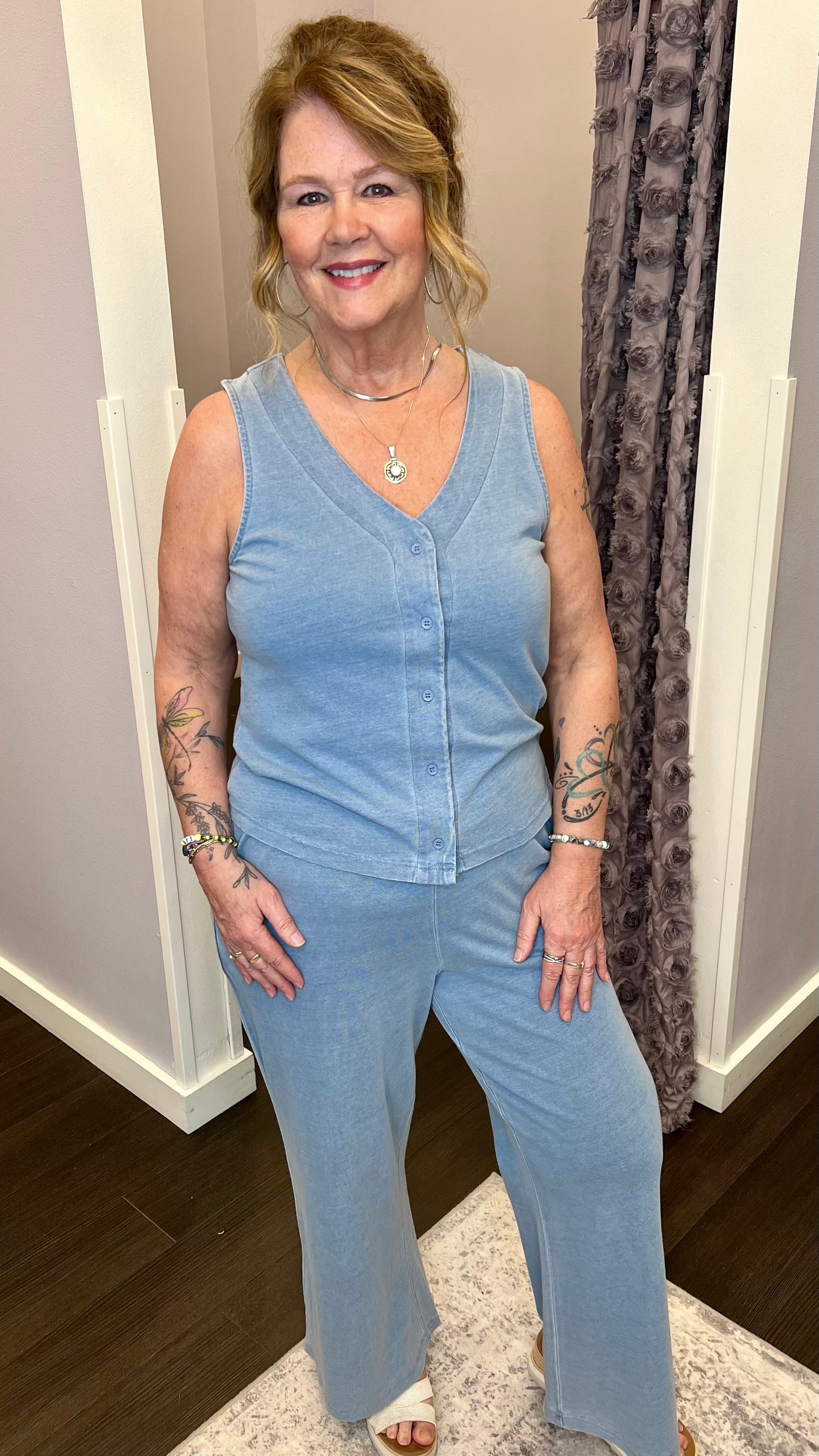 Allium Top in Light Denim Blue by Thread & Supply