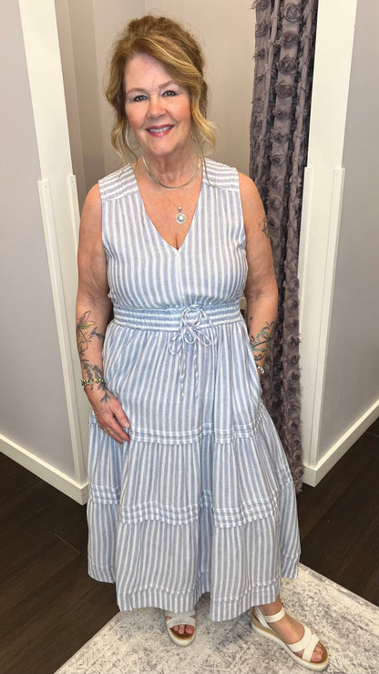Harbor Maxi Dress in Chambray Stripe by Dex