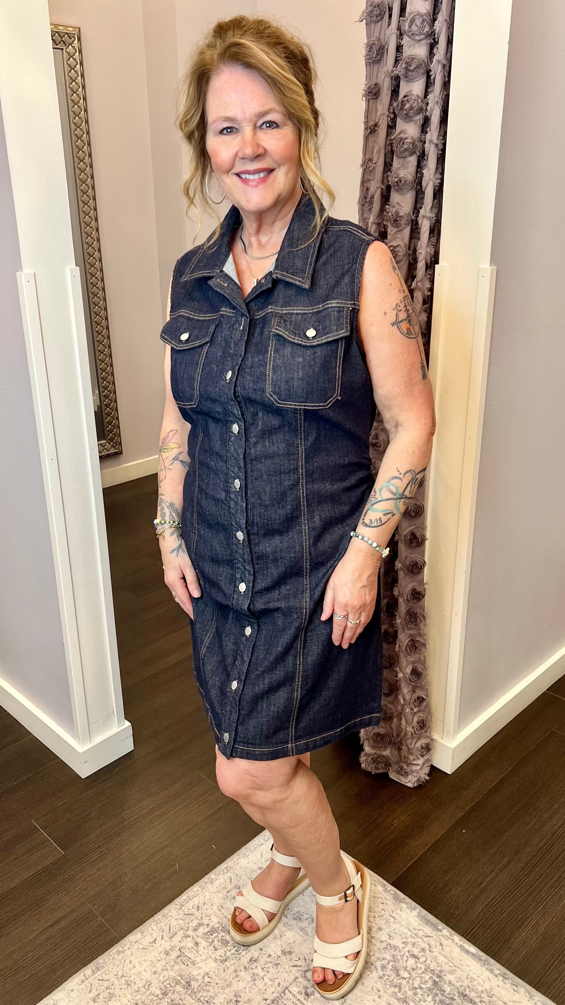 Saira Dress in Dark Denim by Dear John
