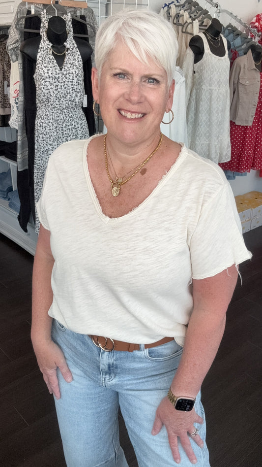 Vanya Tee in Whitecap Grey by Dear John