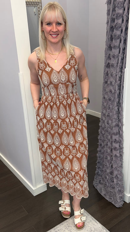 Desert Bloom Dress in Sand & Beige by Dex