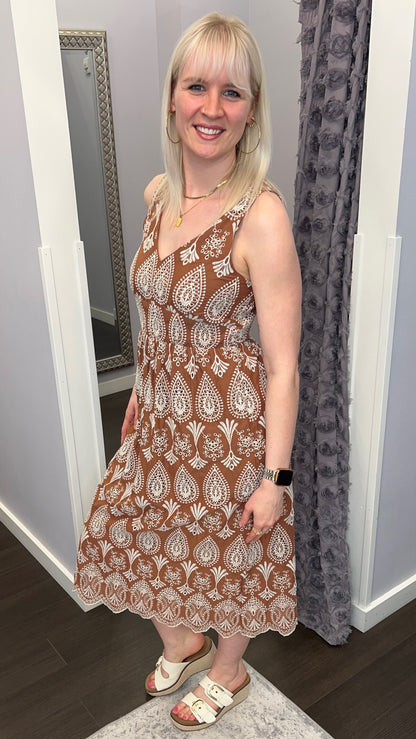 Desert Bloom Dress in Sand & Beige by Dex