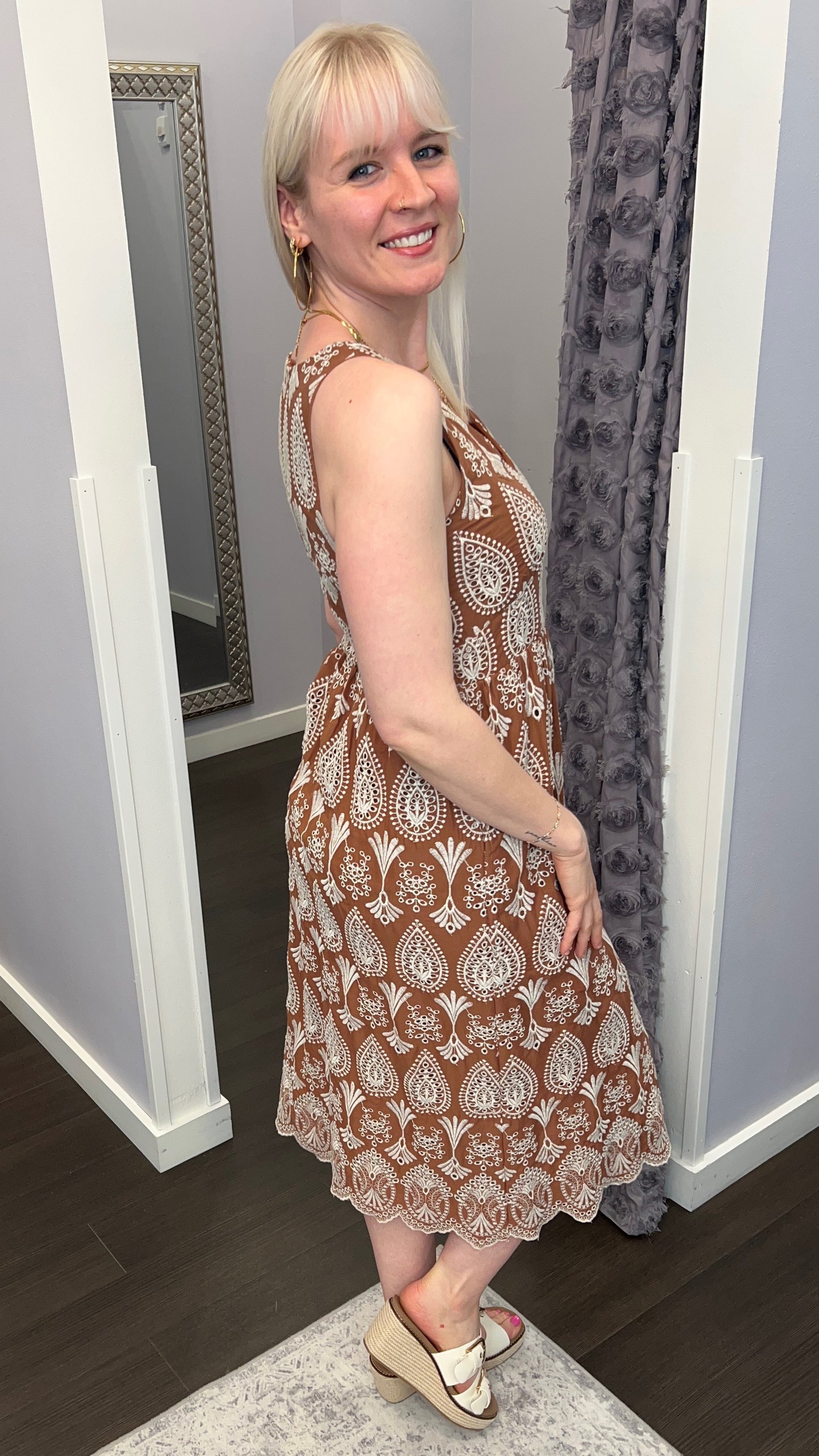 Desert Bloom Dress in Sand & Beige by Dex