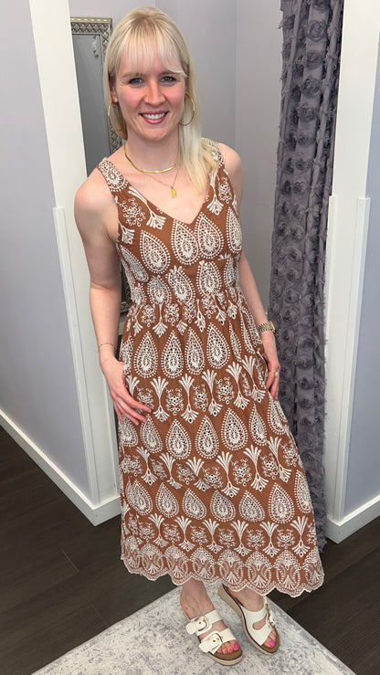 Desert Bloom Dress in Sand & Beige by Dex