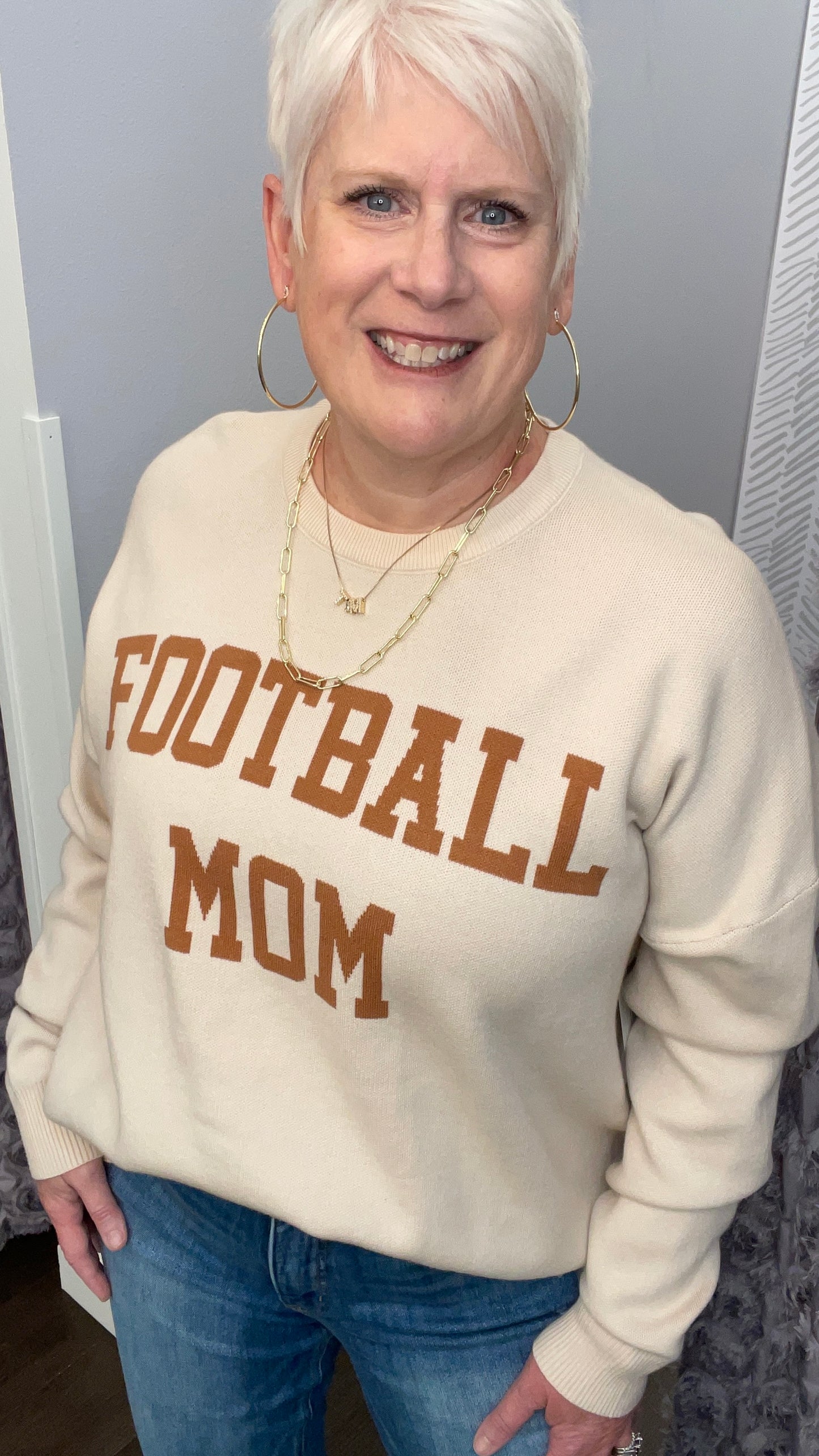 Football Mom Jacquard Sweater