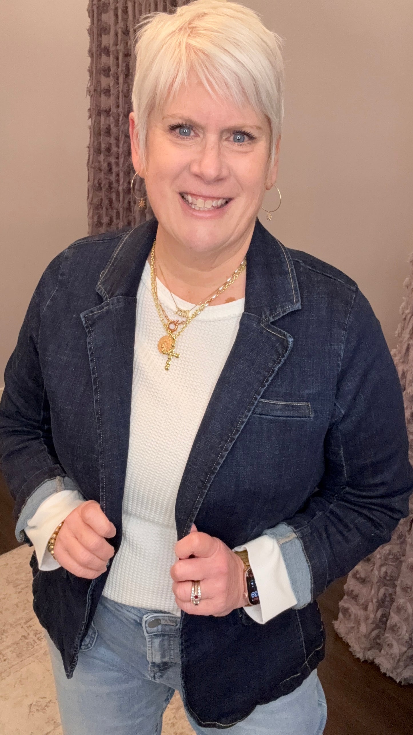 Minah Denim Blazer in Naval Academy by Dear John