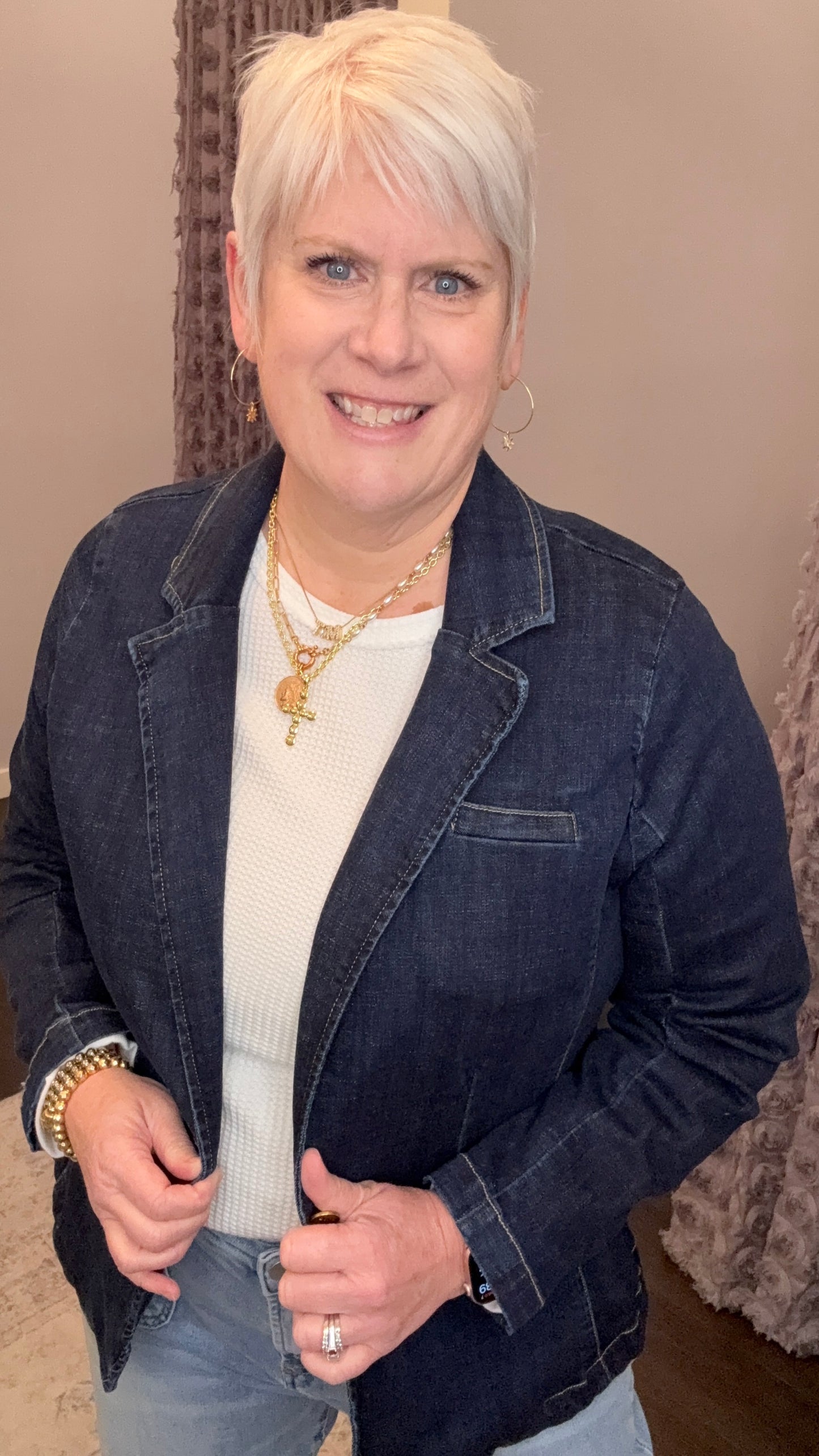 Minah Denim Blazer in Naval Academy by Dear John