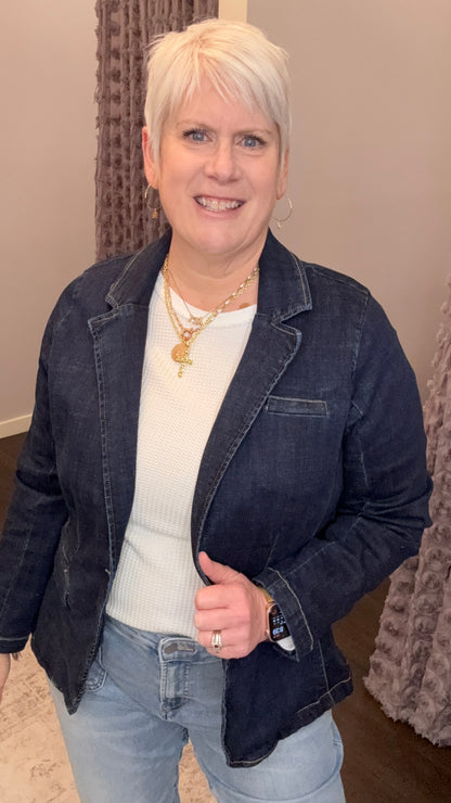 Minah Denim Blazer in Naval Academy by Dear John