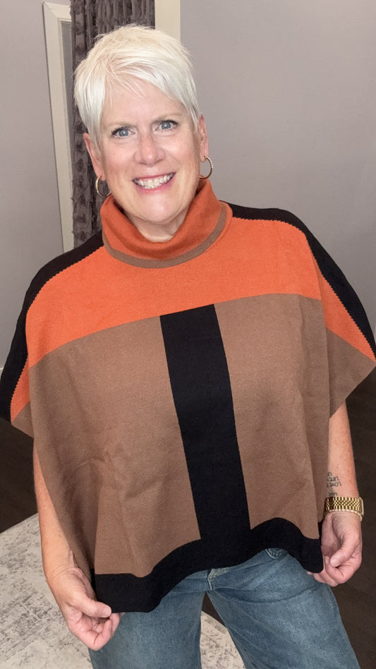 Autumn Stroll Sweater Poncho by THML