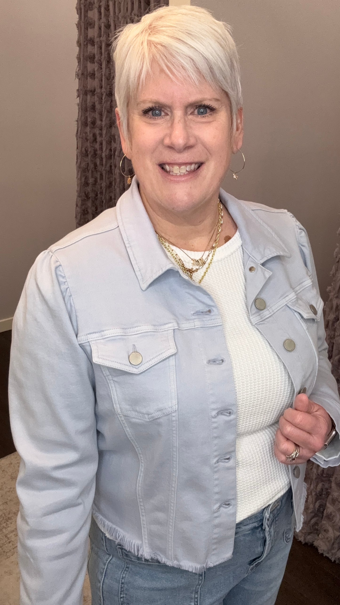 Roselyn Puff Sleeve Denim Jacket in Skyway by Dear John