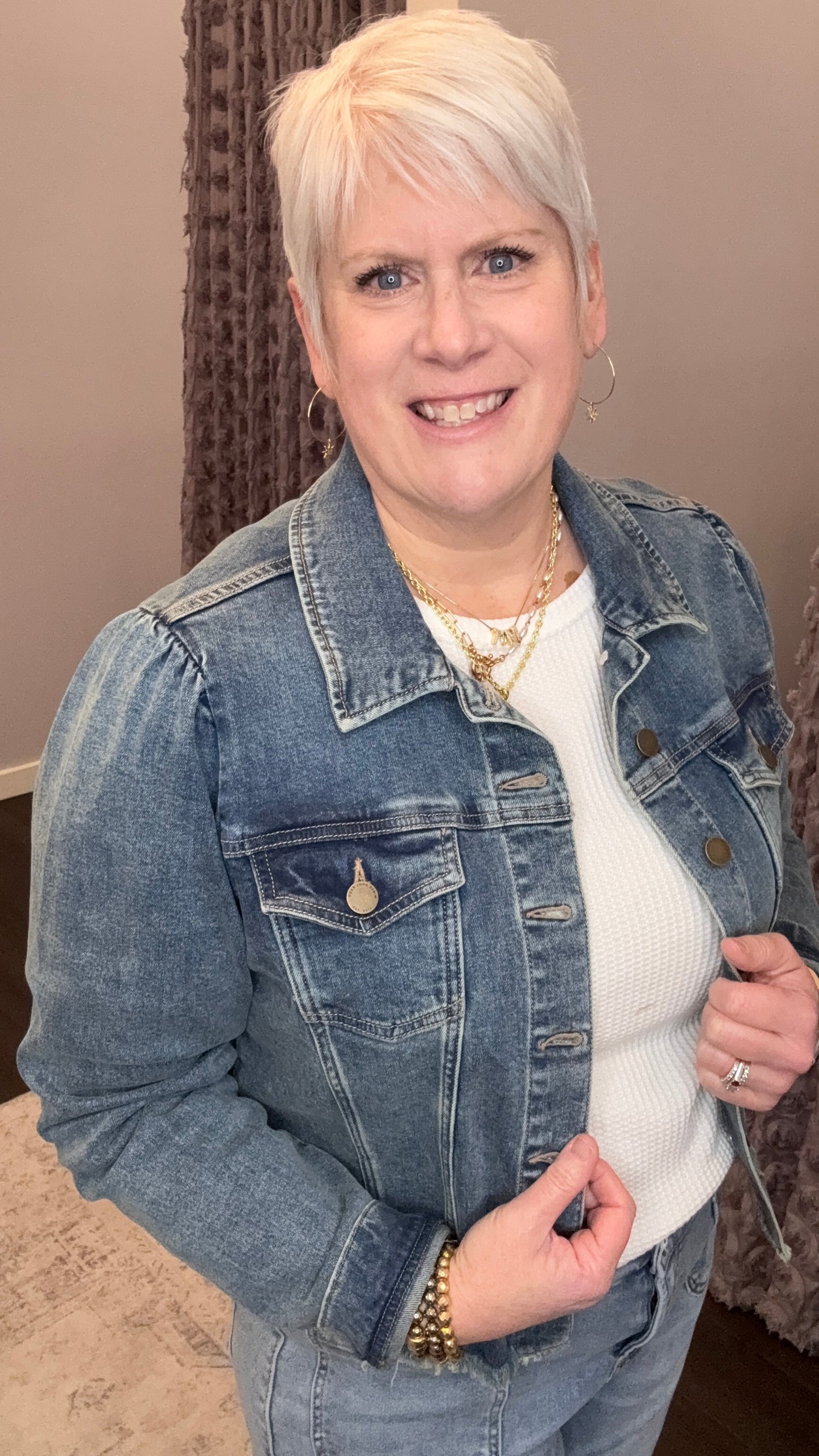 Roselyn Puff Sleeve Denim Jacket in Vintage Flow by Dear John