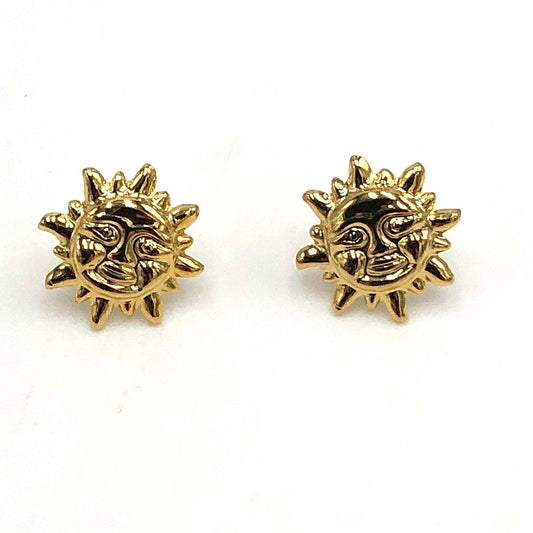 Gold Happy Sun Stud Earrings – Vintage Deadstock
