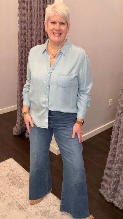 Fiona High Rise Jeans in Fog Sky by Dear John