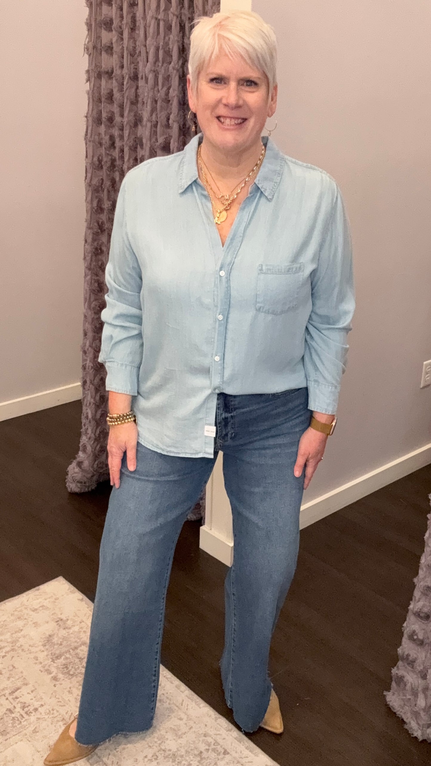 Fiona High Rise Jeans in Fog Sky by Dear John