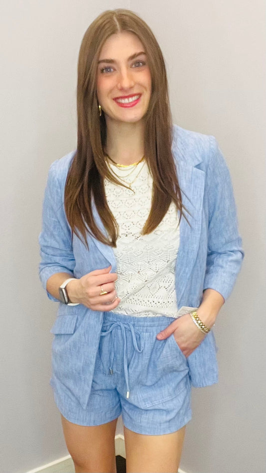 Boardwalk Chambray Blazer by Skies Are Blue