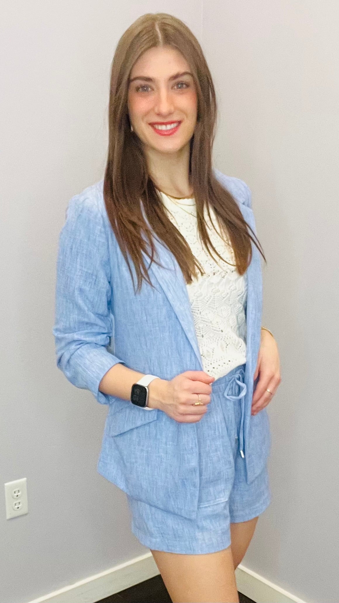 Boardwalk Chambray Blazer by Skies Are Blue