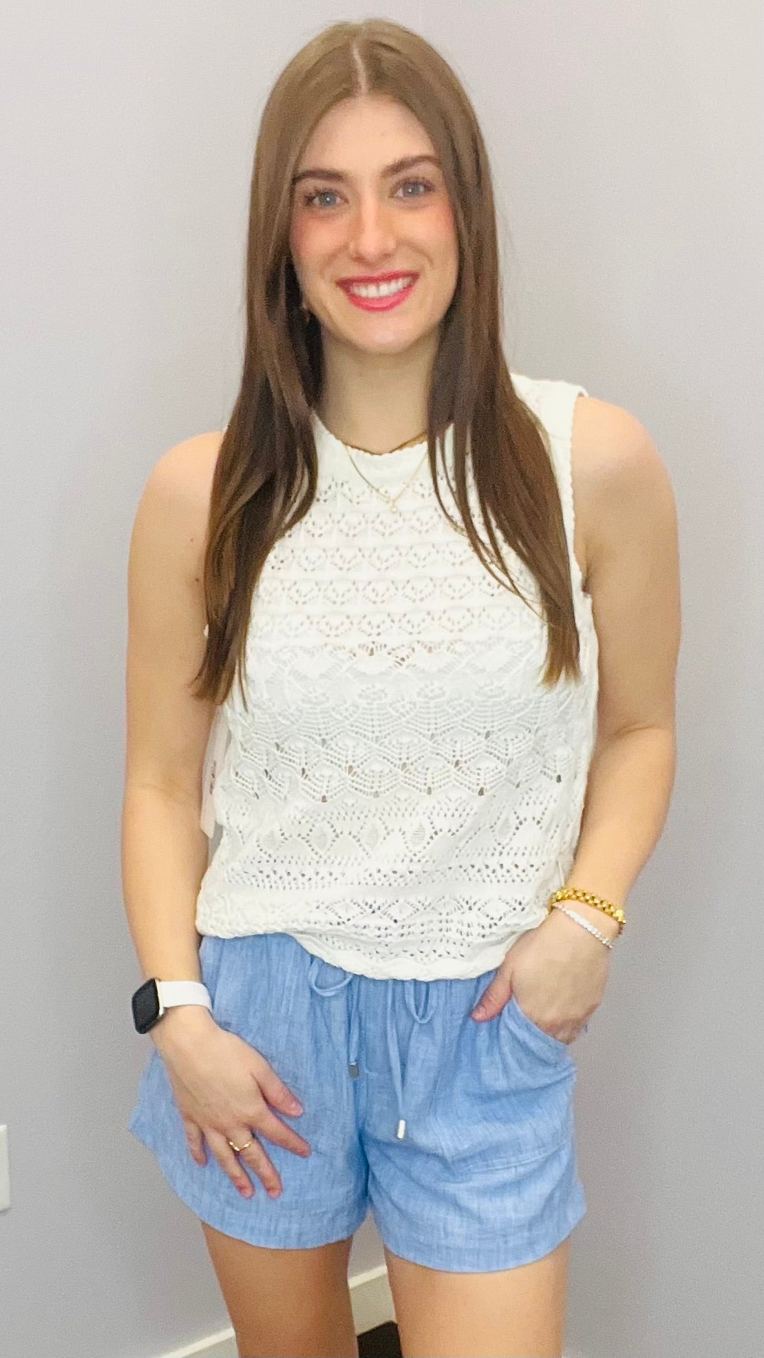 Boardwalk Chambray Shorts by Skies Are Blue