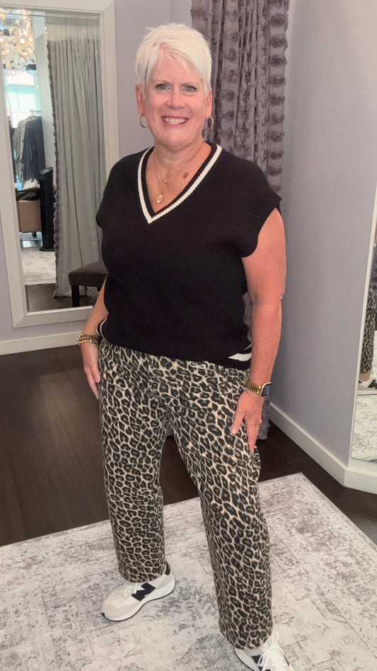Kate Leopard Barrel Leg Jeans by Vervet