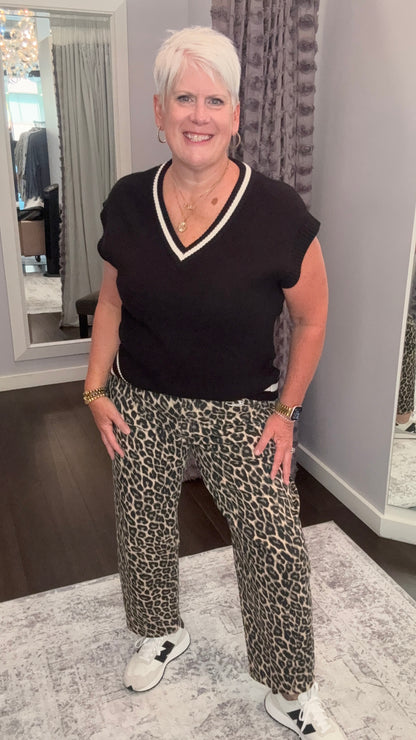 Kate Leopard Barrel Leg Jeans by Vervet