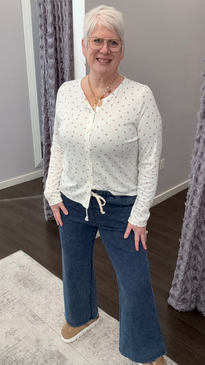 Comfy & Collected Knit Pants in Washed Indigo by Dex