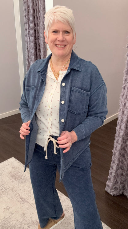 Comfy & Collected Knit Top in Washed Indigo by Dex