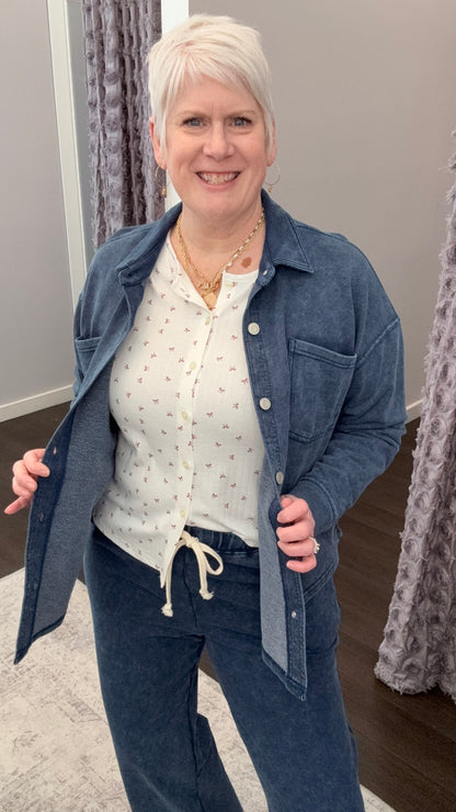 Comfy & Collected Knit Top in Washed Indigo by Dex