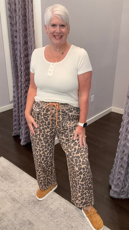 Wildly Yours French Terry Barrel Leg Joggers