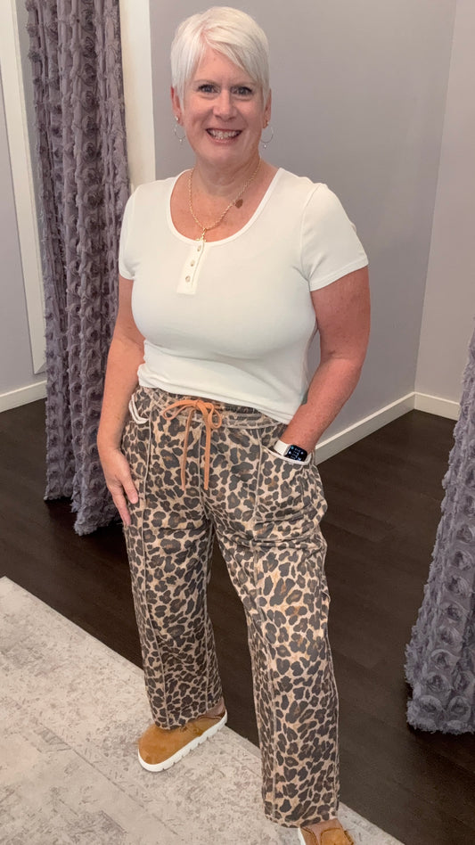 Wildly Yours French Terry Barrel Leg Joggers