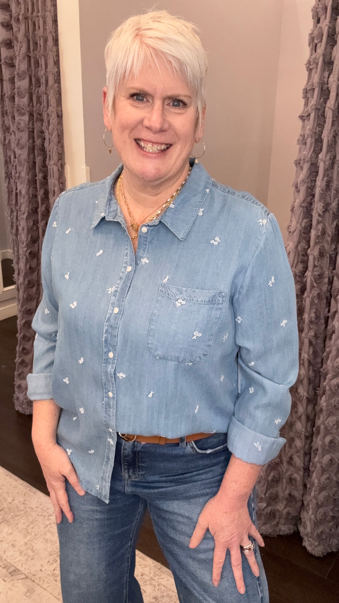 Little Blooms Denim Shirt by Dex