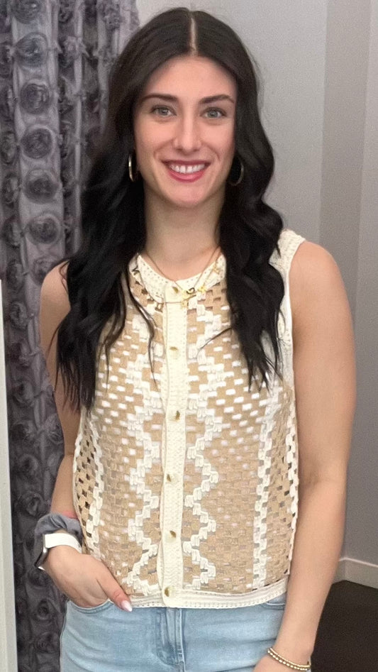 Naturally Chic Crochet Top in Natural & Sand Combo by Dex