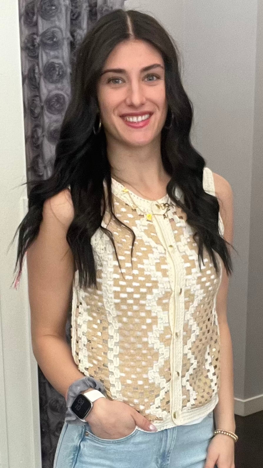 Naturally Chic Crochet Top in Natural & Sand Combo by Dex