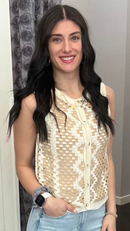 Naturally Chic Crochet Top in Natural & Sand Combo by Dex