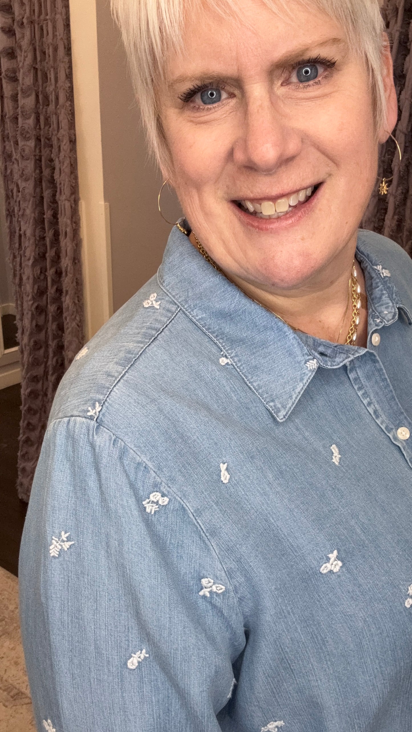 Little Blooms Denim Shirt by Dex