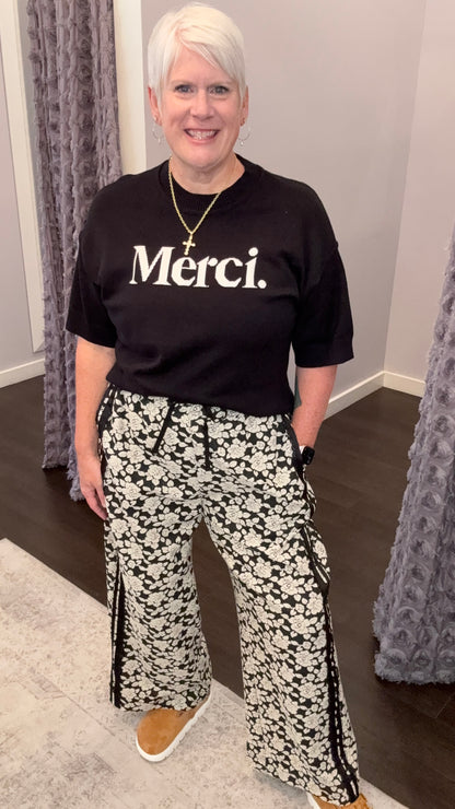 Noir Blossom Wide Leg Pants