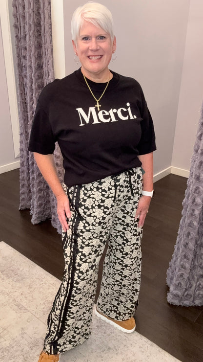 Noir Blossom Wide Leg Pants