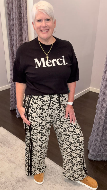 Noir Blossom Wide Leg Pants