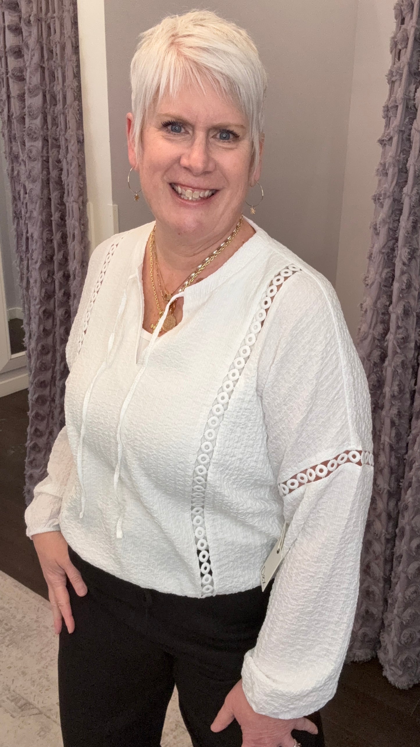 Ivory Halo Textured Top by Dex