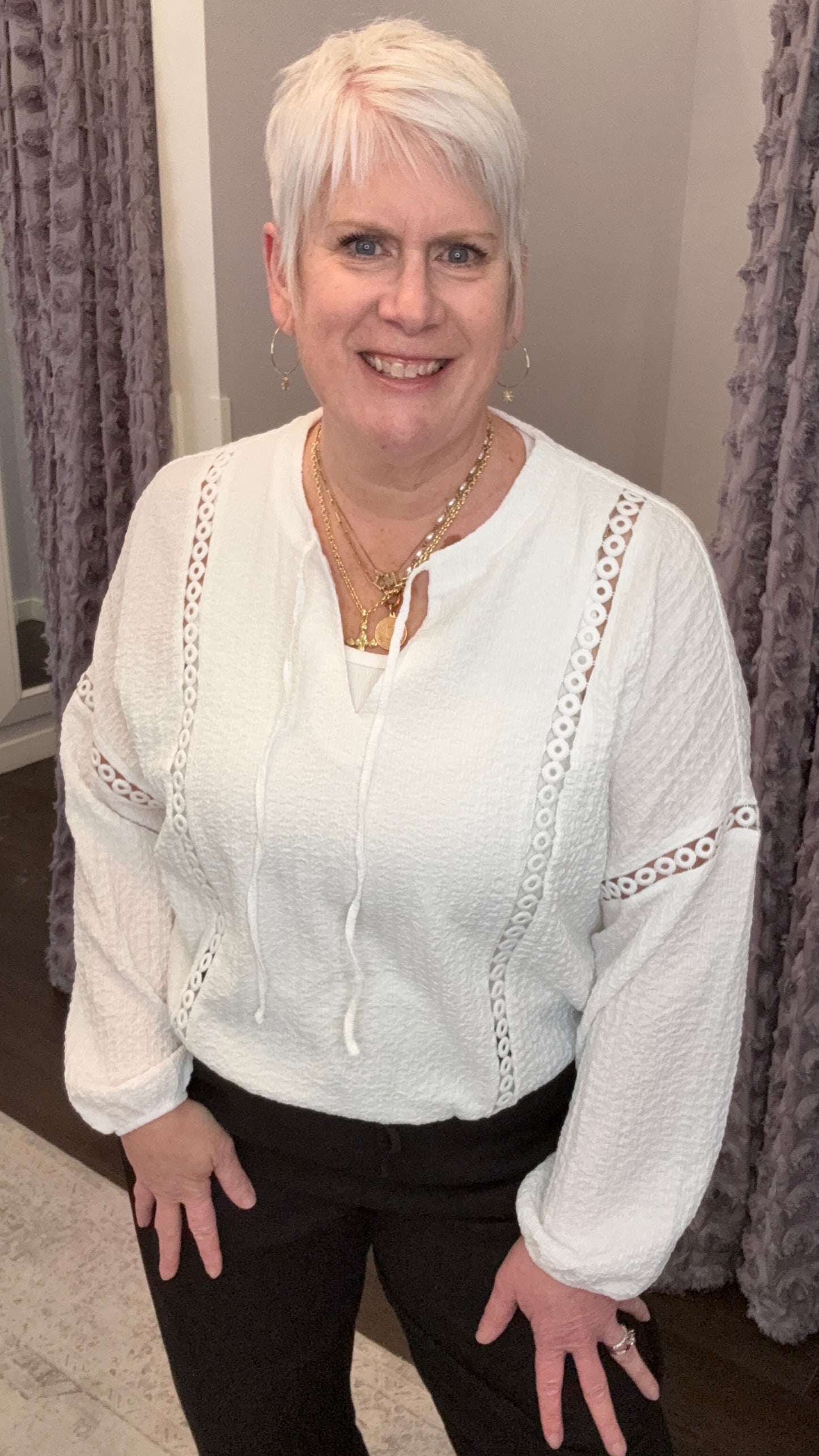 Ivory Halo Textured Top by Dex