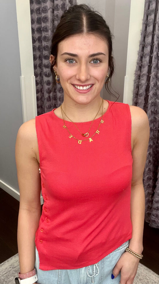 Bold & Buttoned Knit Top in Raspberry Punch by Dex